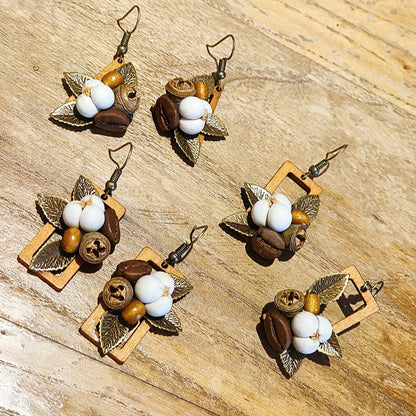 Retro Geometric Leaf Handmade Earrings Creative Style
