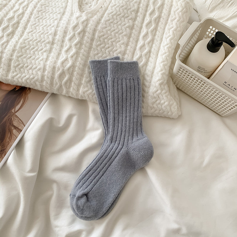 Casual Solid Color Thicken Plush Crew Socks