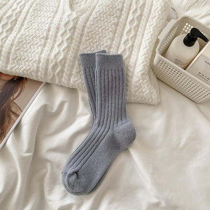 Casual Solid Color Thicken Plush Crew Socks