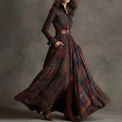 French Elegant A-Line Dress with Vintage Design