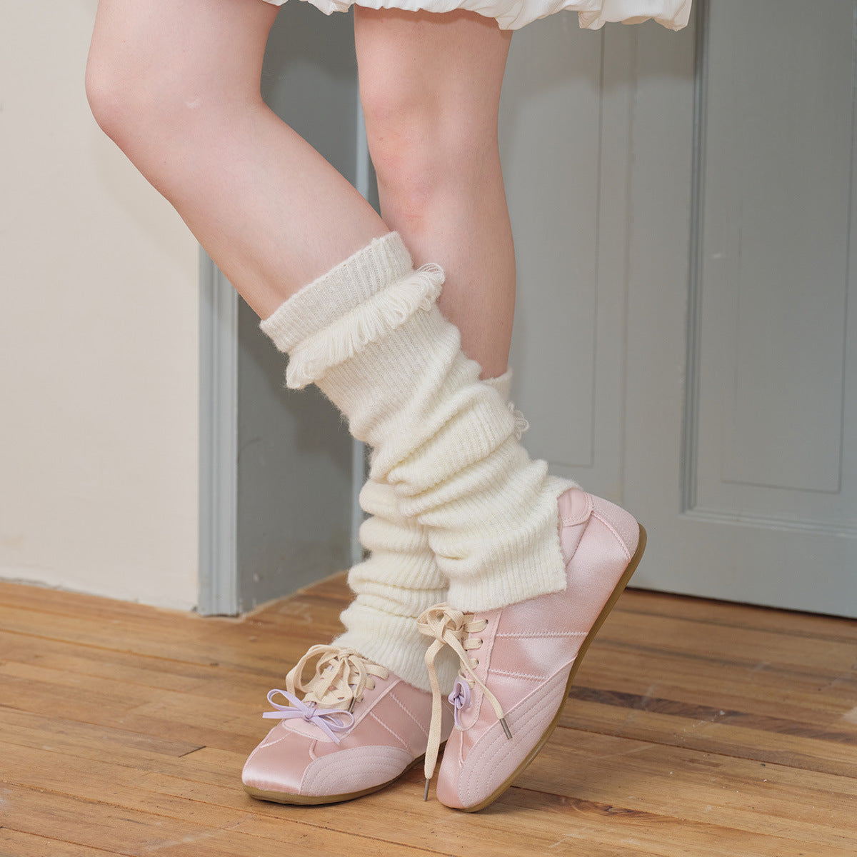 Warm Wool Blend Knit Leg Warmers for Women