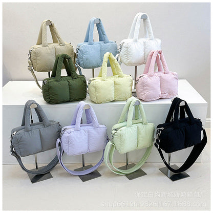 Trendy Puffer Top Handle Tote Shoulder Bag
