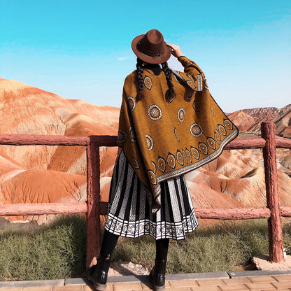 Ethnic Cloak Coat Retro Blanket Warm Autumn And Winter Shawl Scarf