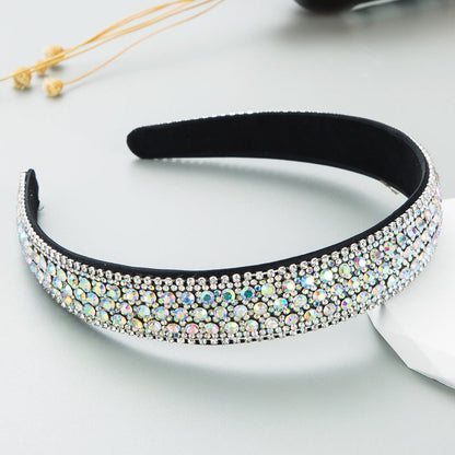Colorful Rhinestone Wide Headband Elegant Fashion Hair Accessory