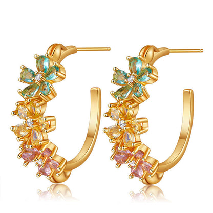 Copper Plated Gold Delicate Butterfly Floral Stud Earrings