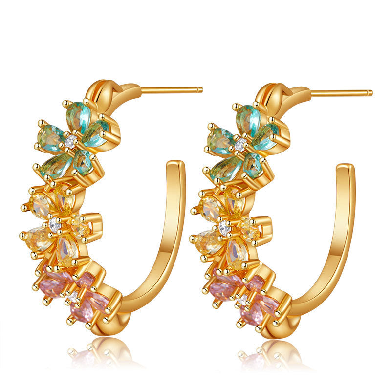Copper Plated Gold Delicate Butterfly Floral Stud Earrings