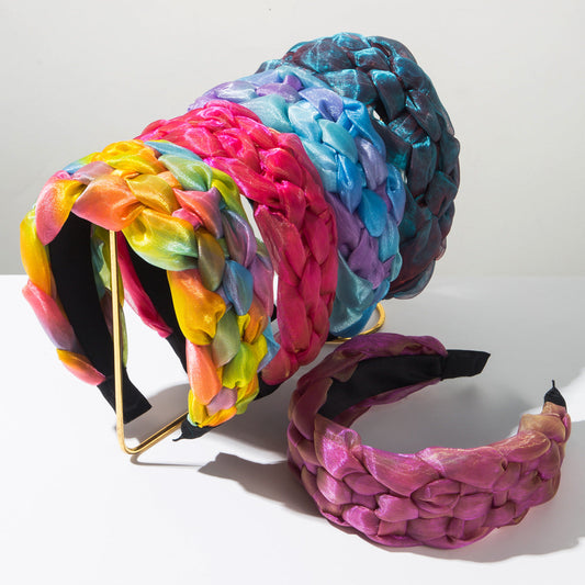 Trendy Wide Brim Braided Fabric Headband for Women