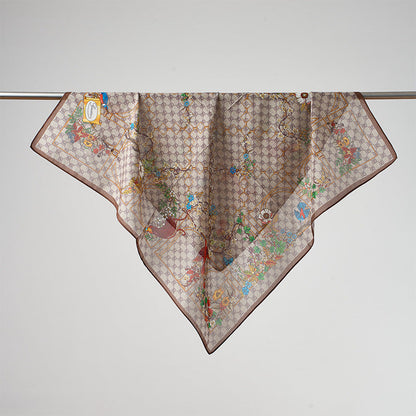 Flower Print Breathable Soft Silk Scarf