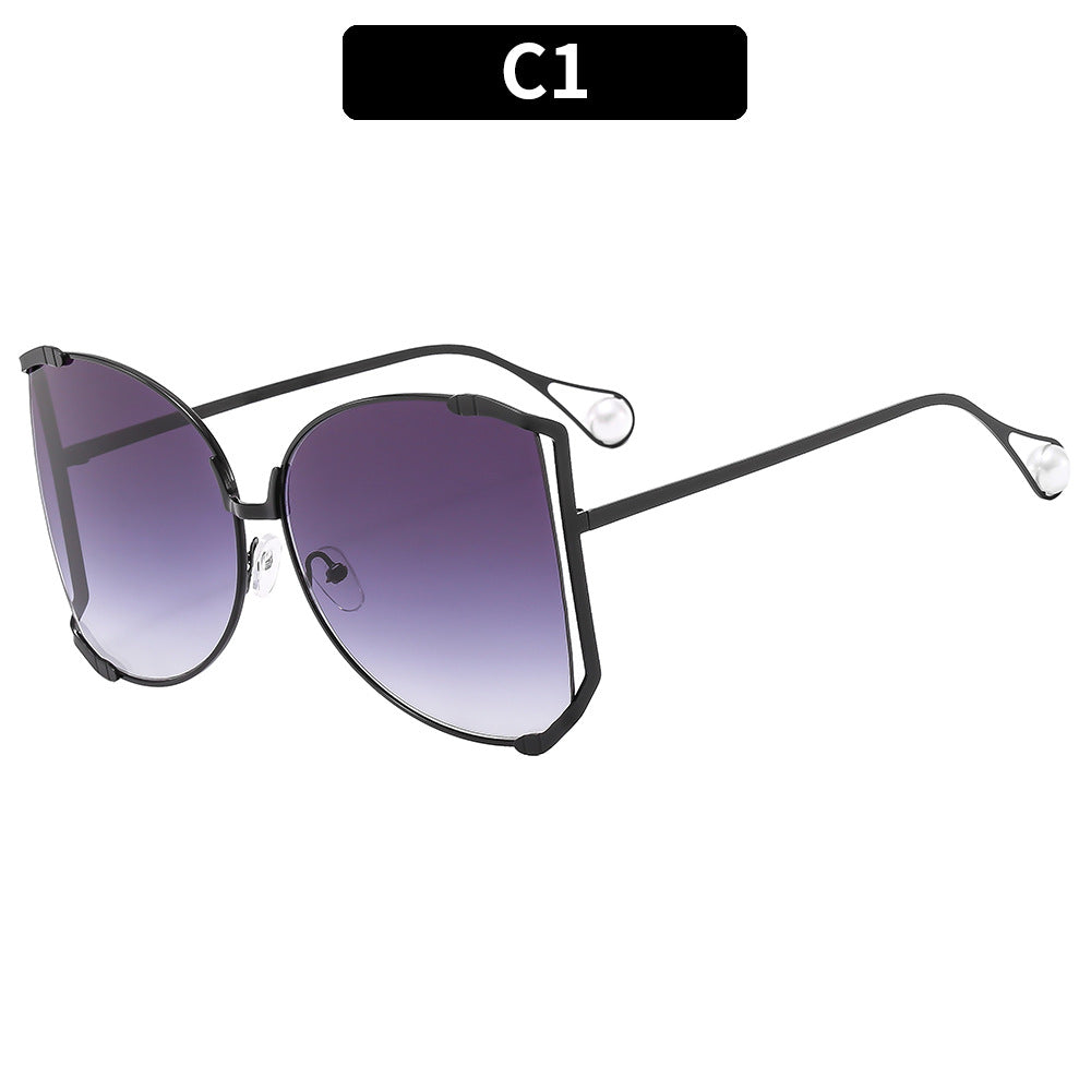 Trendy Oversized Metal Sunglasses UV400 Protection