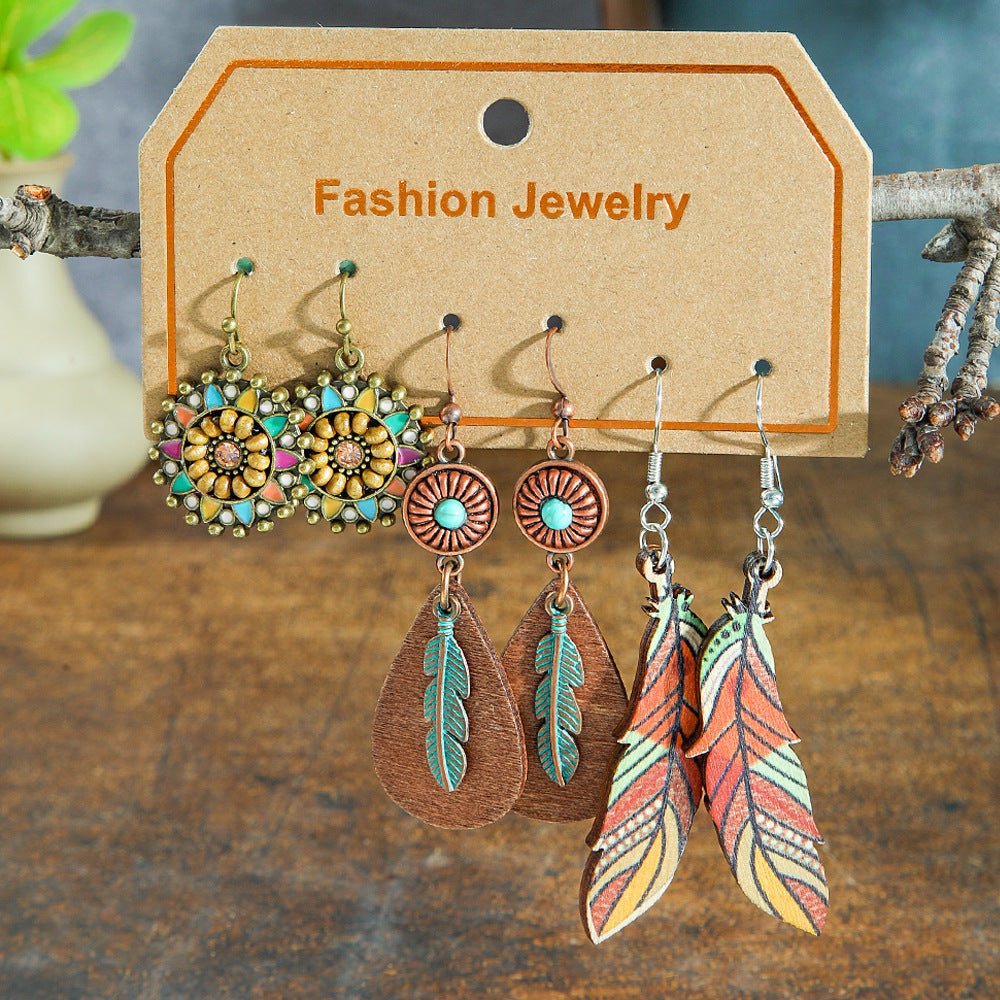 Bohemian Vintage Earring Set Stylish Casual Jewelry