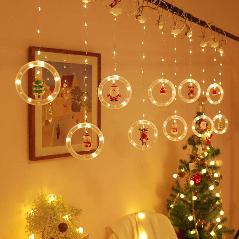 Christmas Lights String Santa Cartoon Curtain Lights Led Lights Room Window Decoration