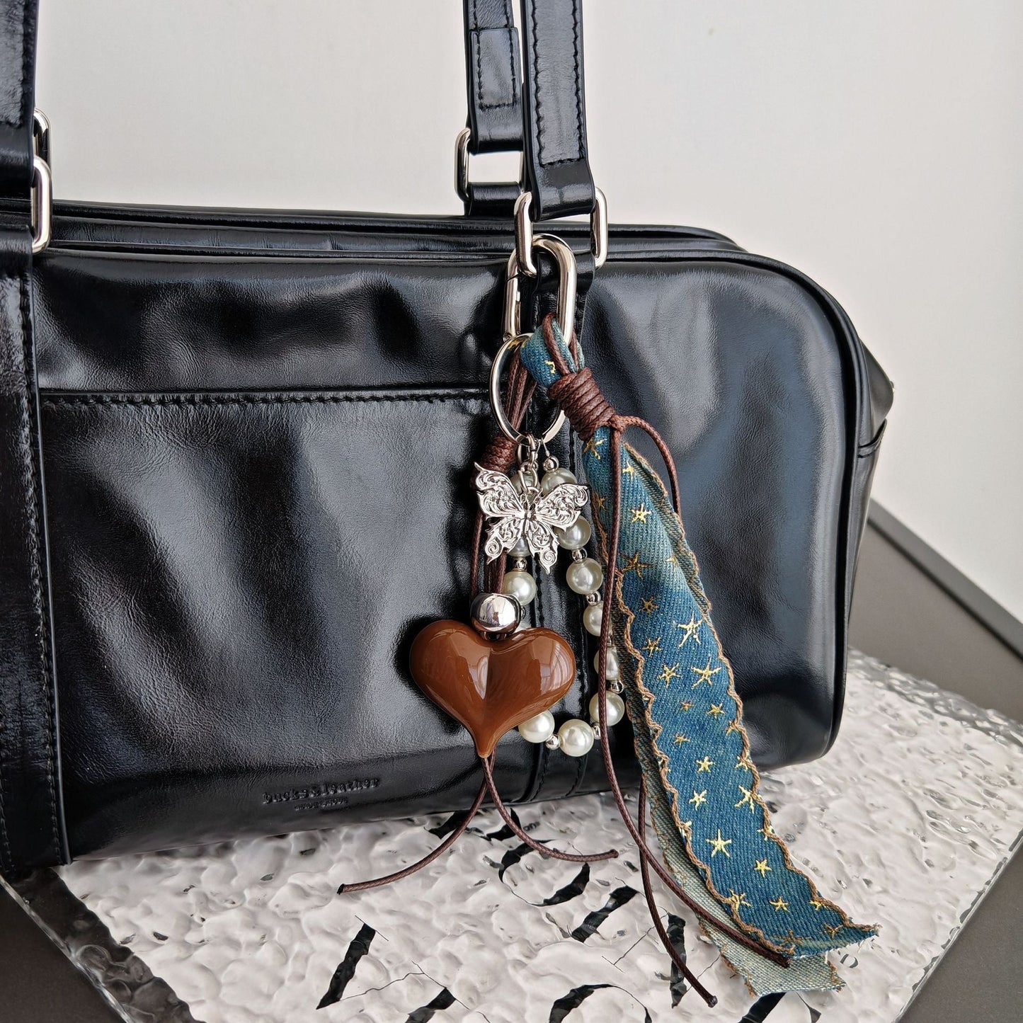 Love Beads Denim Keychain Bag Charms