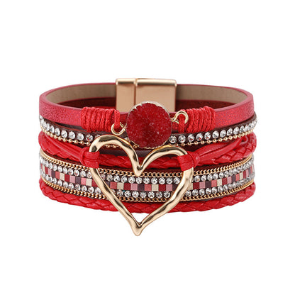 Rhinestone Bohemian Layered Love Bracelet