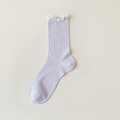 Rufia - Adorable Purple Patterned Sheer Socks