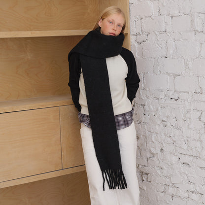 Alpaca Wool Blend Scarf for Women Soft Solid Color Winter Accessory
