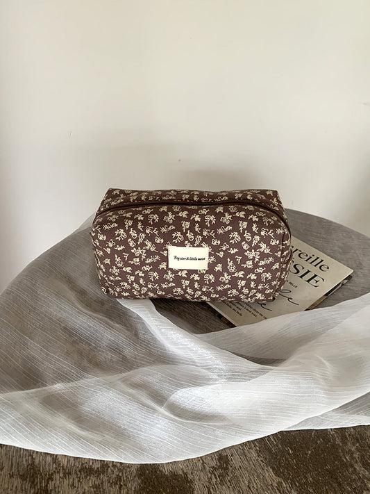 French Floral Makeup Organizer Bag Portable Travel Cosmetic Case