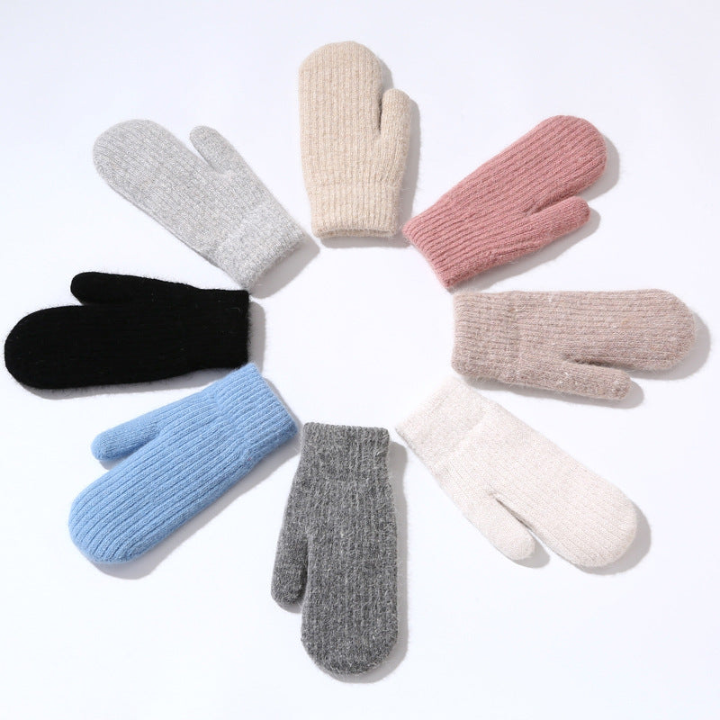 Simple Padded Knit Mittens Gloves