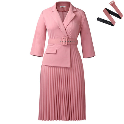 Elegant Blazer Dress With Pleats For Women