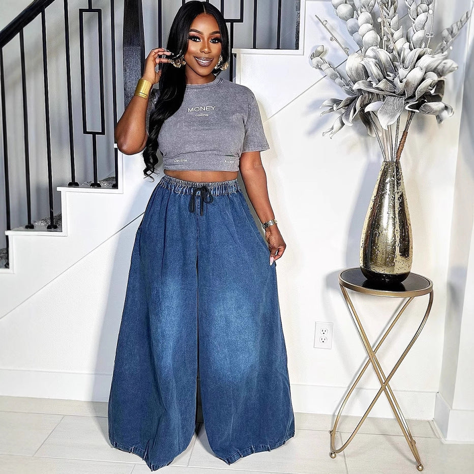 Trendy Women'S Loose Denim Wide Leg Pants