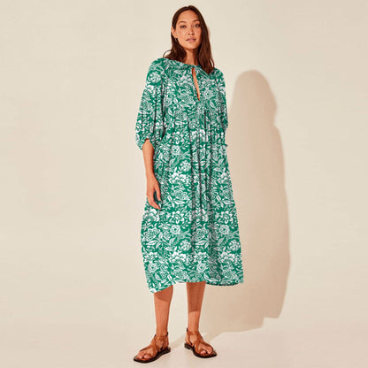 Vintage Floral Maxi Dress Relaxed Casual Style