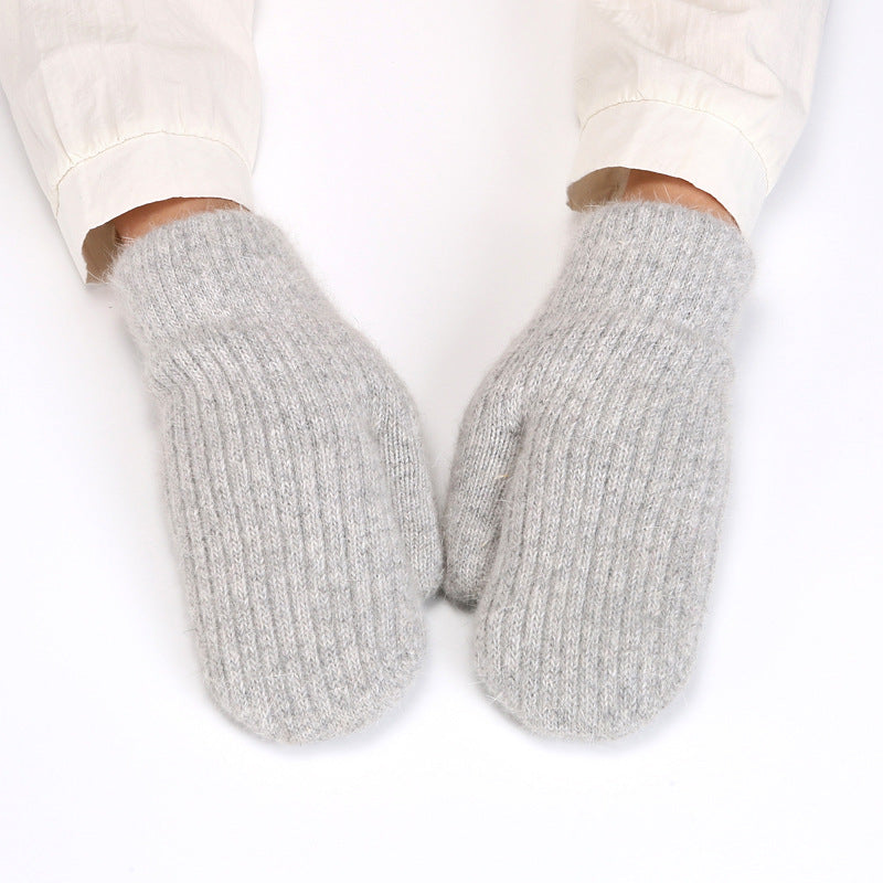 Simple Padded Knit Mittens Gloves