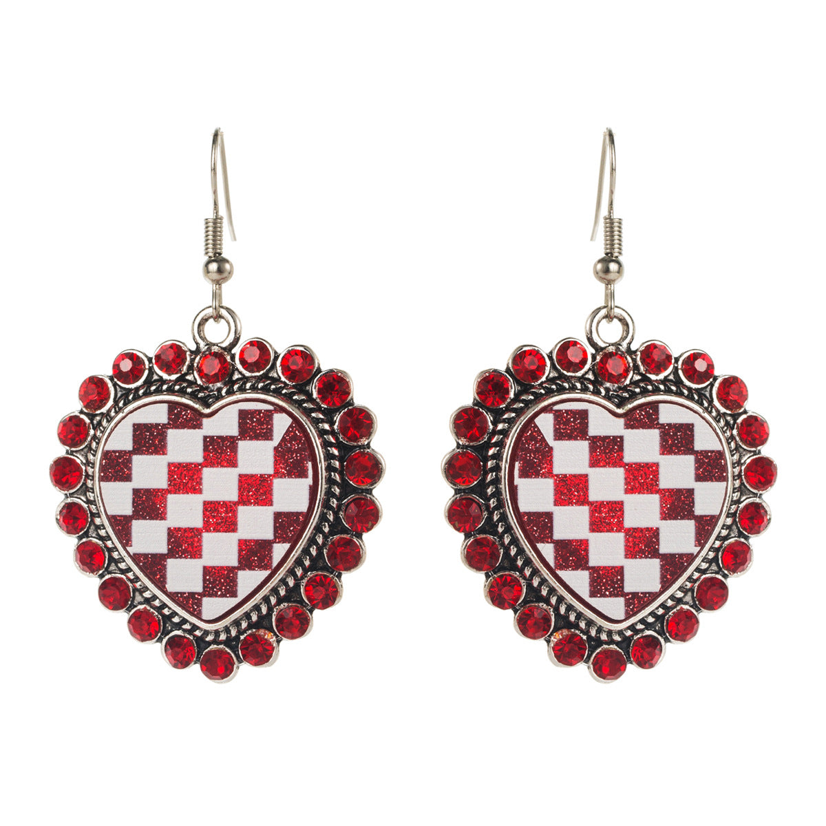 Trendy Heart-Shaped Earrings with Rhinestone Detail