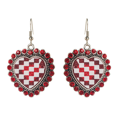 Trendy Heart-Shaped Earrings with Rhinestone Detail