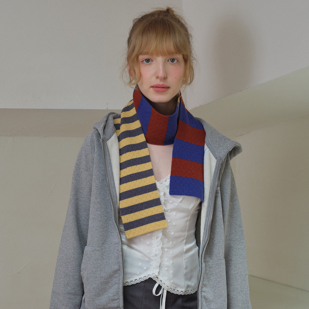 Striped 100% Merino Wool Scarf for Women