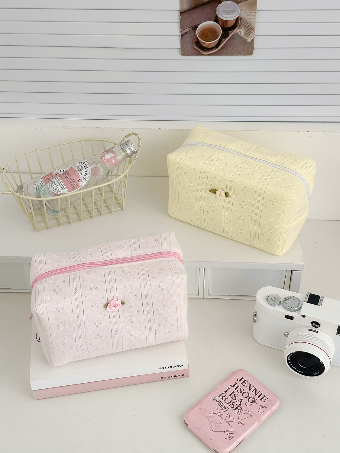 Large Capacity Knitted Cotton Octagonal Makeup Bag for Daily Use