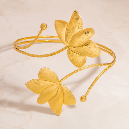 Stylish Stainless Steel Bangle Bracelet With 18K Gold Finish