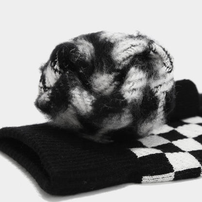 Winter Plaid Warm Hat Scarf Gloves Outdoor Sets