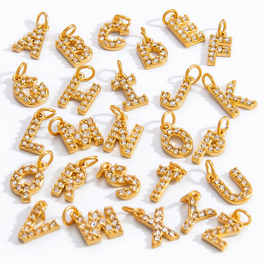 DIY Letter Pendant Necklace and Bracelet Set Stainless Steel Accessories
