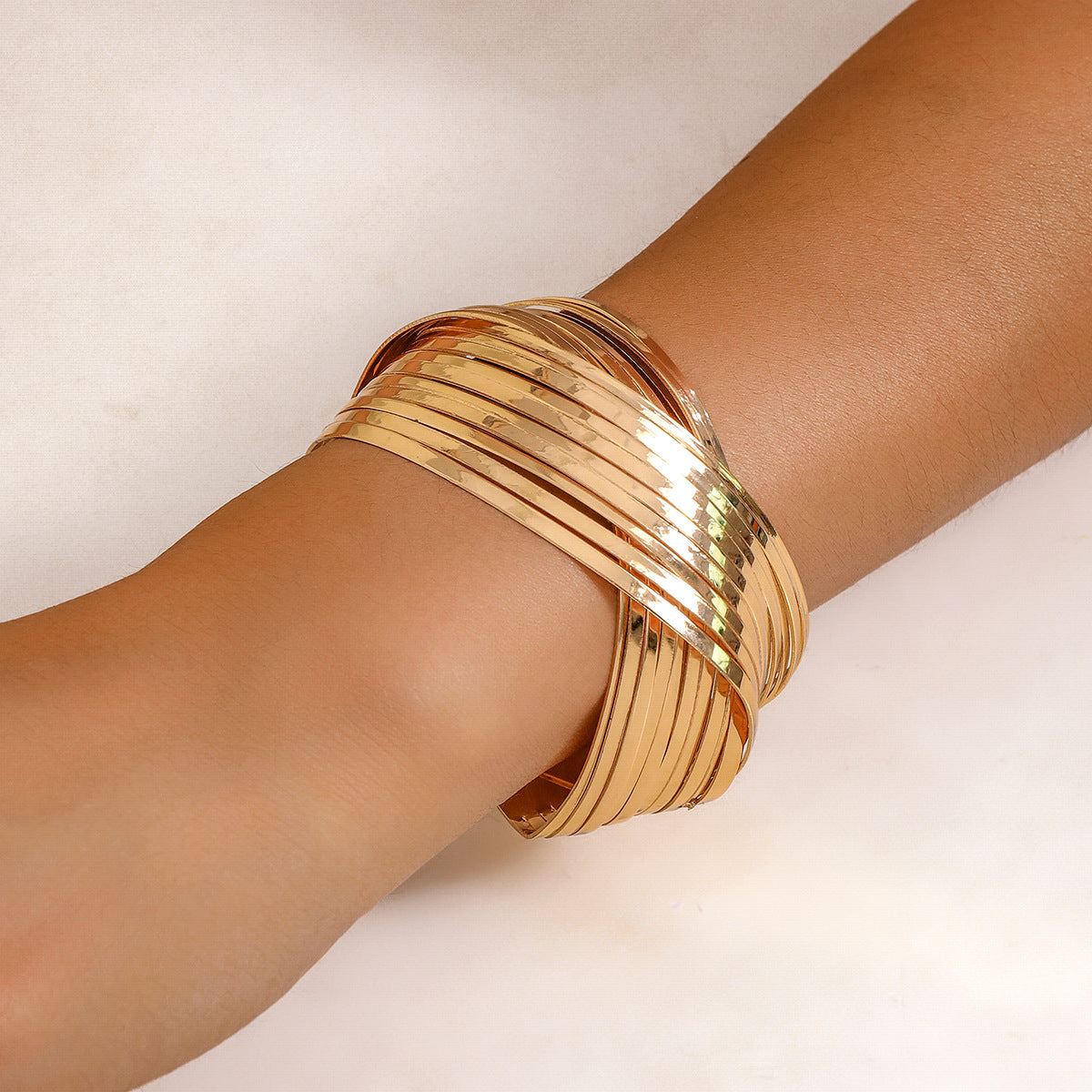 Geometric Cutout Metal Cuff Bracelet Trendy Fashion Jewelry