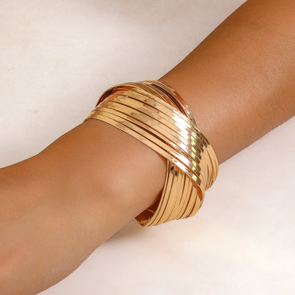 Geometric Cutout Metal Cuff Bracelet Trendy Fashion Jewelry