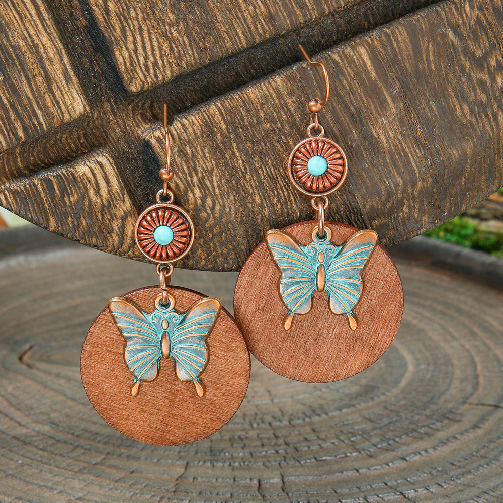 Bohemian Vintage Brown Earring Set Geometric Tassel Earrings
