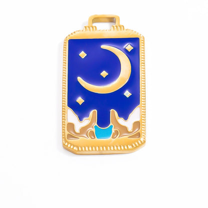 Fashionable Punk Tarot Card Pendant with Stars, Mermaid, and Heart Design