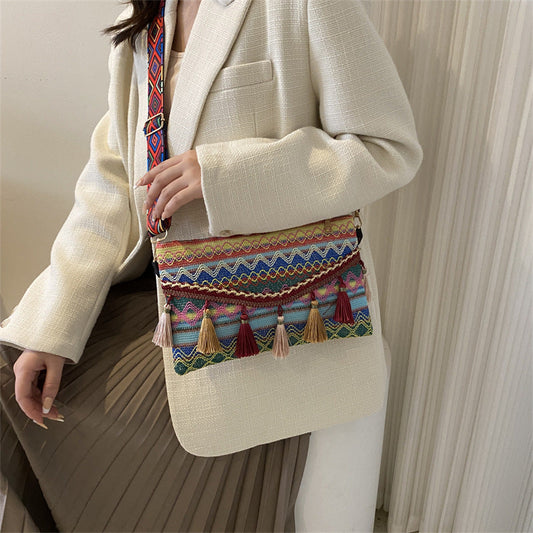Artistic Bohemian Fringe Tote Bag Stylish Crossbody Purse
