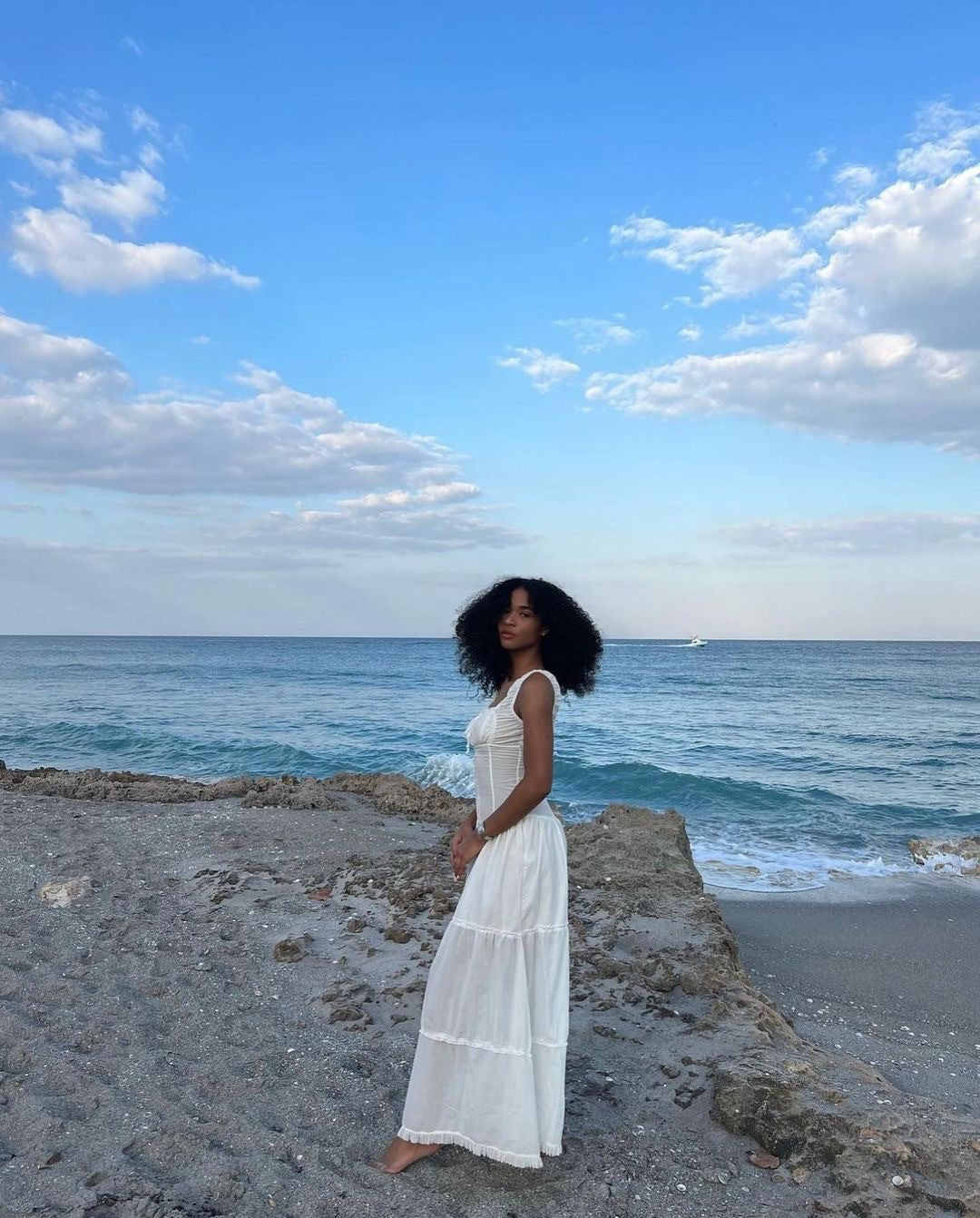 New Lazy Resort Style Pleated Front Cuff Design Extra-Long Dress Goddess Skirt Swing Skirt