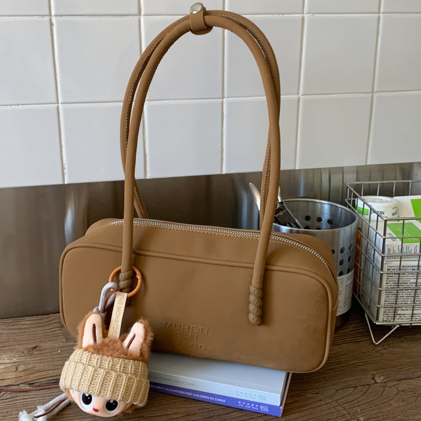 Vintage Faux Suede Large Capacity Tote Bag for Women
