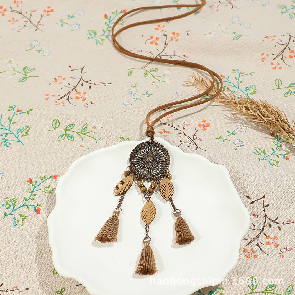Original Handmade Long Tassel Necklace Boho Chic Design