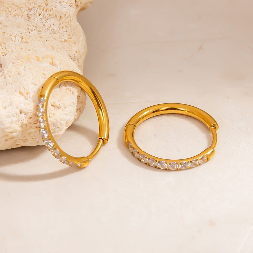Geometric Stainless Steel Earrings Elegant Design 18K Gold Plated