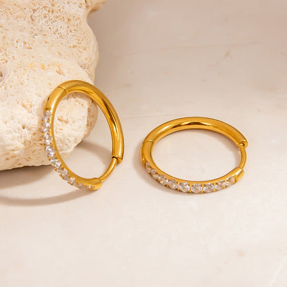 Geometric Stainless Steel Earrings Elegant Design 18K Gold Plated