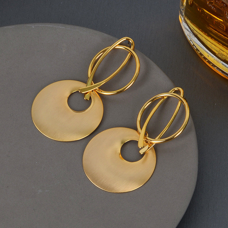 Geometric Gold Plated Earrings For Women Fashion Luxurious Style