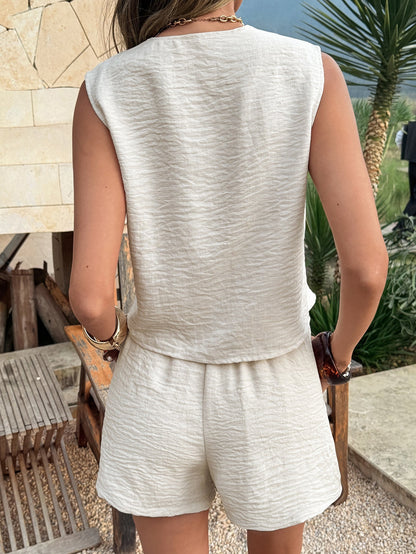 Casual Sleeveless T-Shirt and Shorts Set for Women