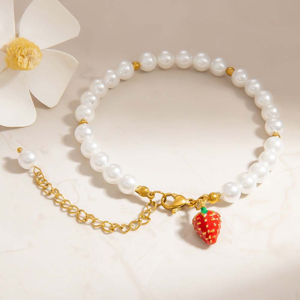Charming Fruit Pendant Stainless Steel Bracelet Stylish Women's Jewelry