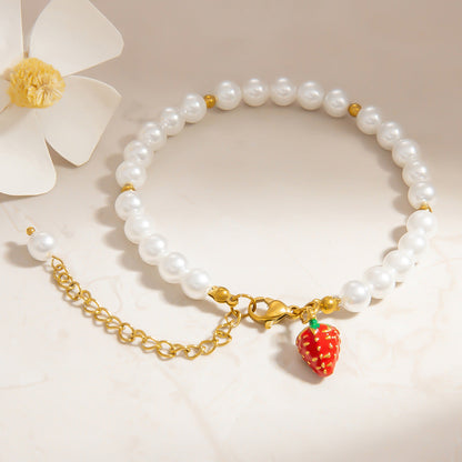Charming Fruit Pendant Stainless Steel Bracelet Stylish Women's Jewelry