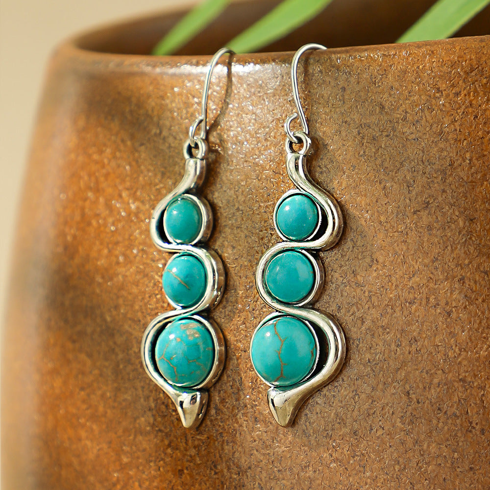 Bohemian Turquoise Teardrop Earrings Vintage Alloy Geometry