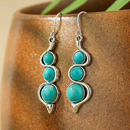 Bohemian Turquoise Teardrop Earrings Vintage Alloy Geometry