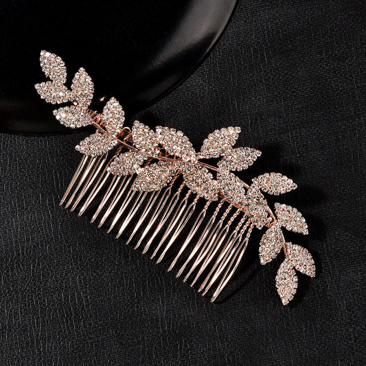 Elegant Bride Hair Comb with Wave Design and Rhinestone Accents