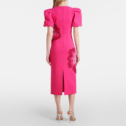 Sequin Embellished Short Sleeve Dress Cotton Casual Cocktail Dress